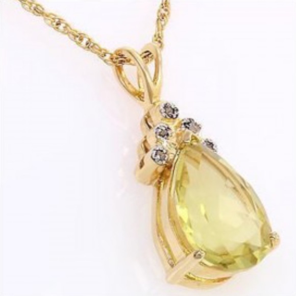 NWOT 4.05 CTW Lemon Topaz•0.04 CTW Diamond•18K Yellow Gold/Solid Silver•Necklace